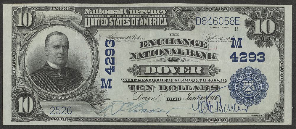Dover, Ohio, Ch.#4293, Exchange NB, 1902PB $10, 2526